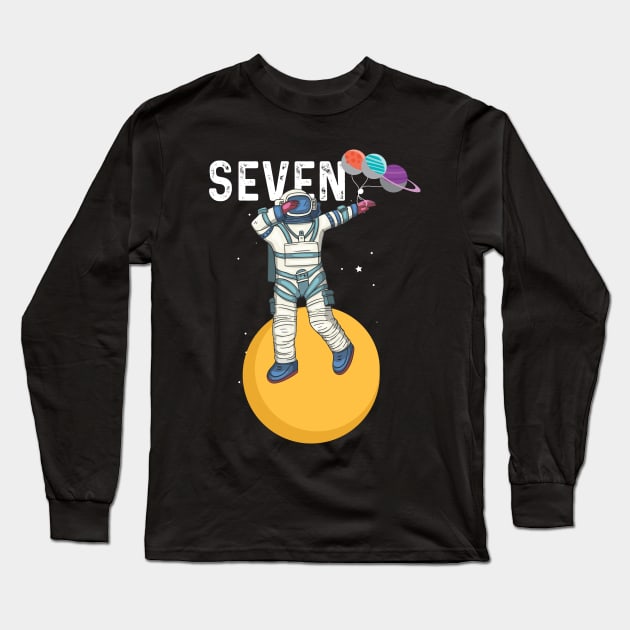 Kids 7 Years Old Outer Space 7th Birthday Gift Long Sleeve T-Shirt by GillTee